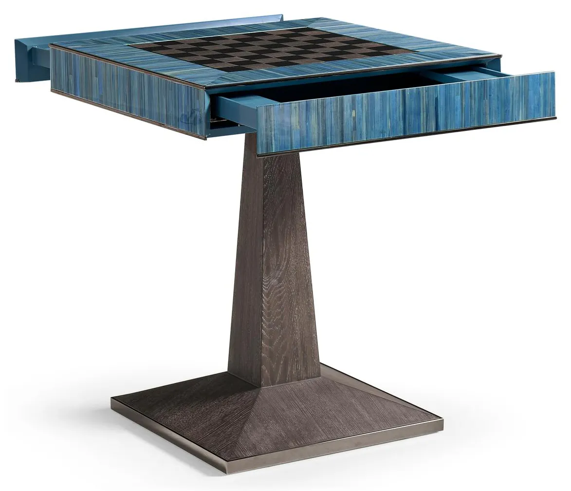 Jonathan Charles 500606-ABS Sapphire Straw Game Table Jonathan Charles 500606-ABS Sapphire Straw Game Table