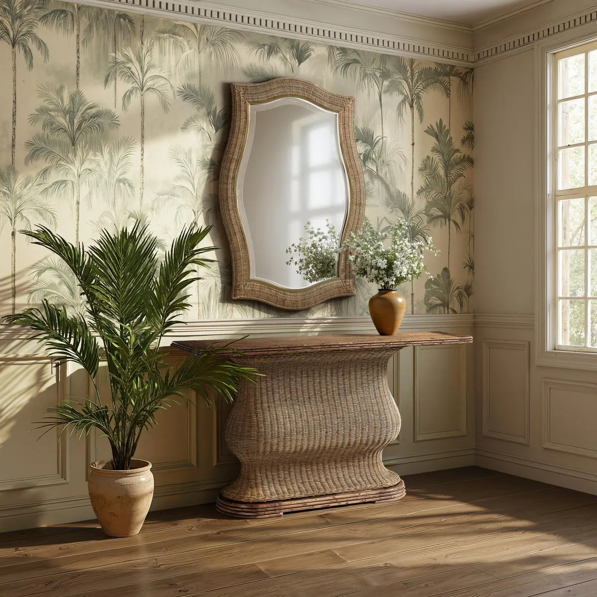 Jonathan Charles 491334-C012 Palm Court Rattan Console Table Jonathan Charles 491334-C012 Palm Court Rattan Console Table