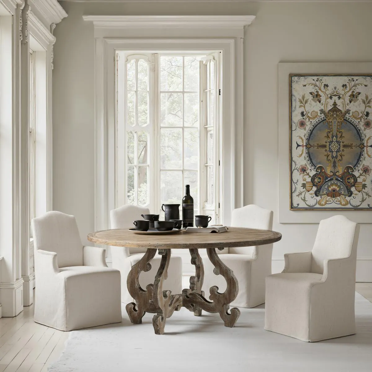 Jonathan Charles 491347-LSW-48D Caldera Round Dining Table 48" Jonathan Charles 491347-LSW-48D Caldera Round Dining Table 48"
