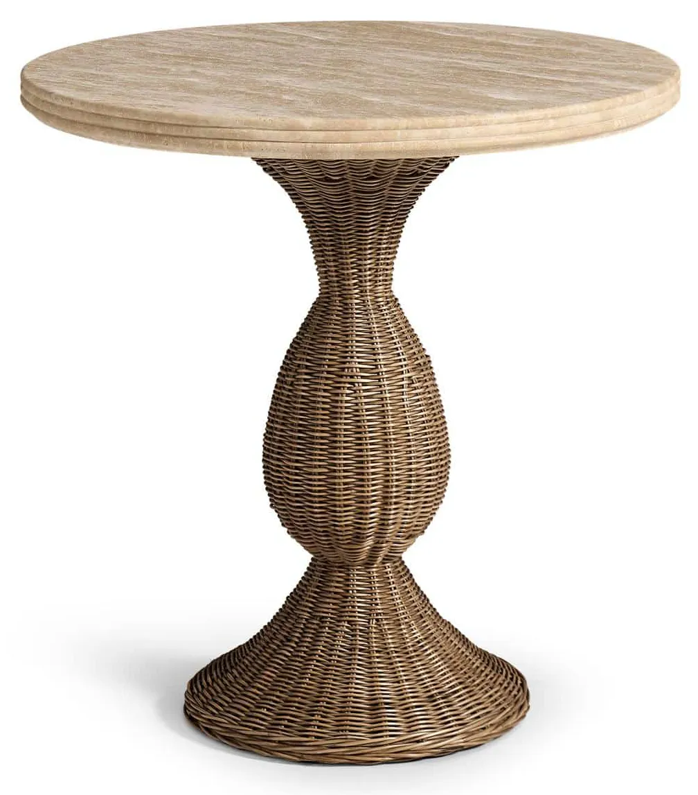 Jonathan Charles 491330-C012 Palm Court Round Travertine Accent Table Jonathan Charles 491330-C012 Palm Court Round Travertine Accent Table