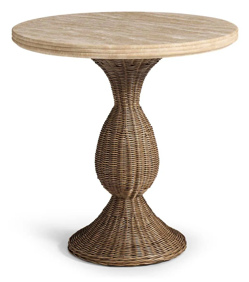 Jonathan Charles 491330-C012 Palm Court Round Travertine Accent Table Jonathan Charles 491330-C012 Palm Court Round Travertine Accent Table