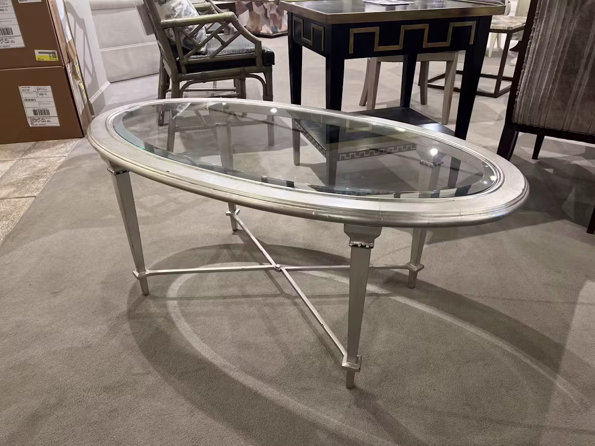 Hickory Chair HC2579-20/10 Bristol Oval Cocktail Table Silver Leaf Hickory Chair HC2579-20/10 Bristol Oval Cocktail Table Silver Leaf