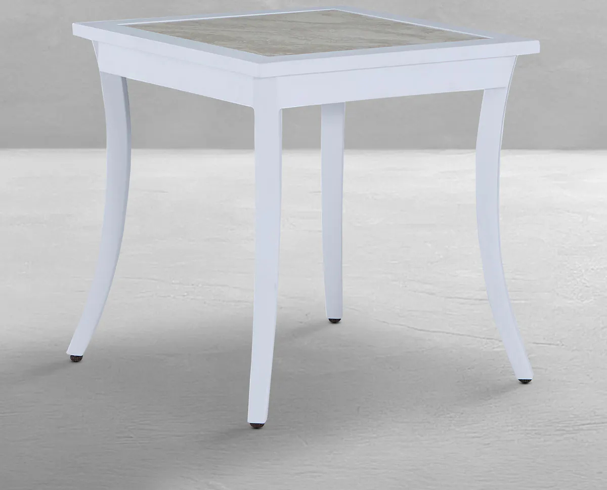 Summer Classics 1540 Bermuda Aluminum with Porcelain Top Square End Table Summer Classics 1540 Bermuda Aluminum with Porcelain Top Square End Table