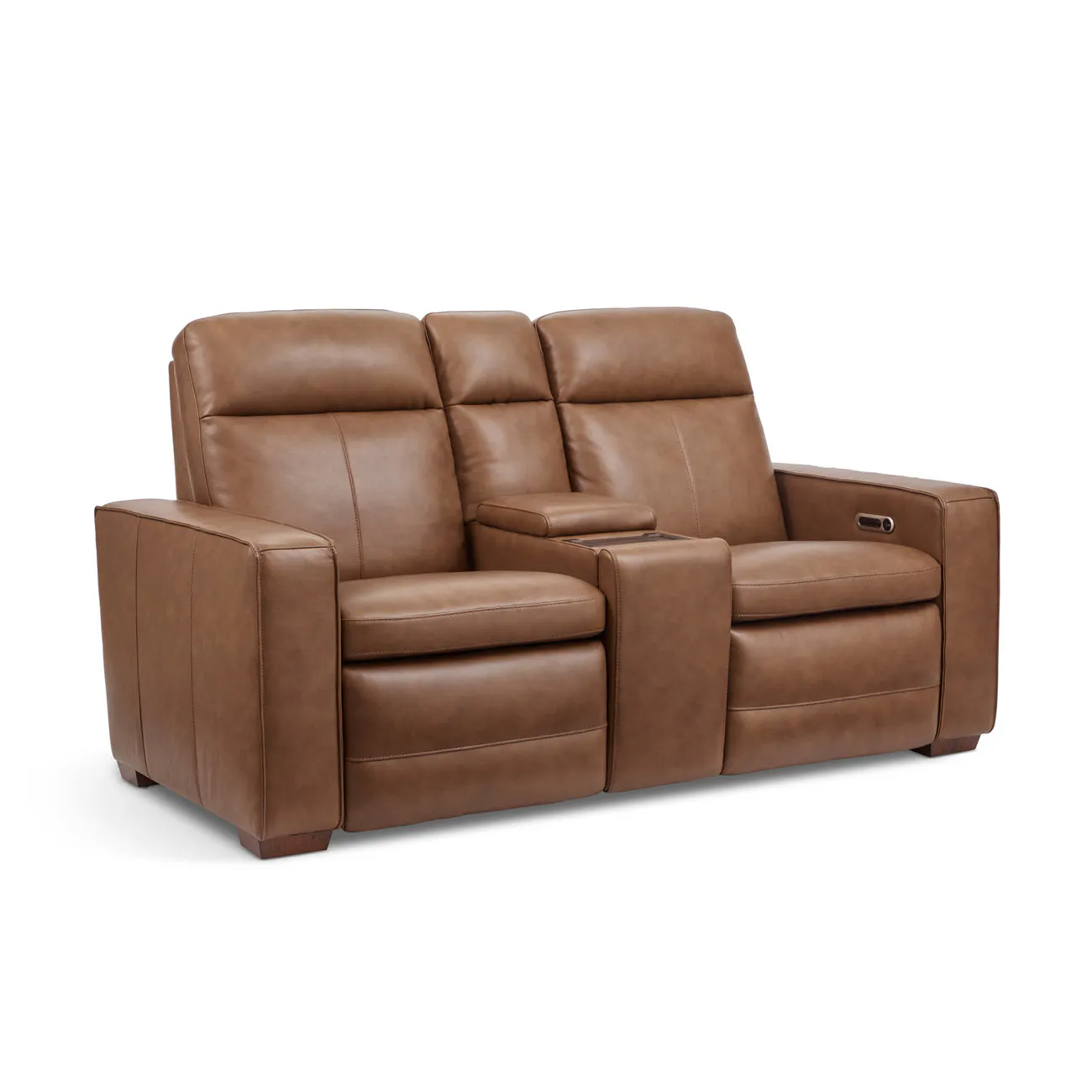 Flexsteel 1519-64P3-56280 Dutch Leather Power Reclining Loveseat with Console, Power Headrest & Lumbar