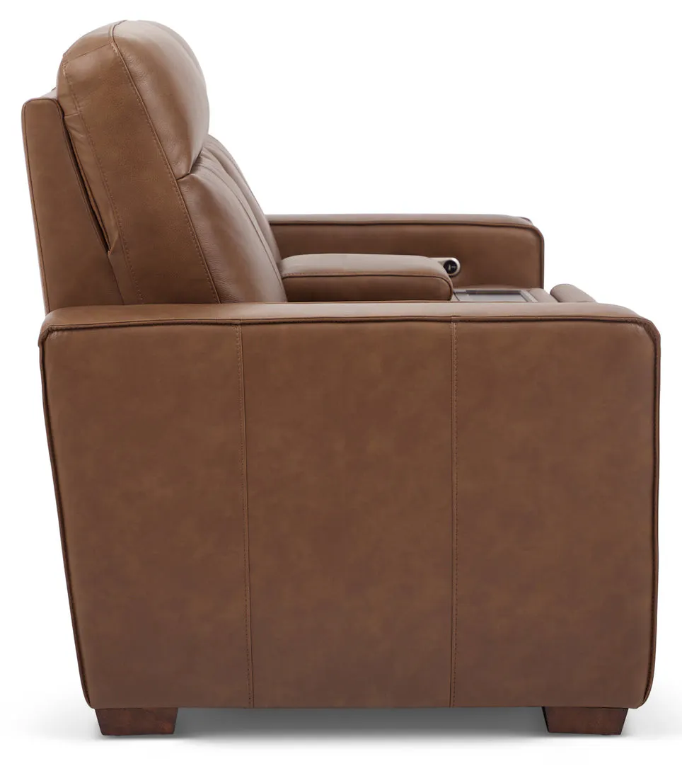 Flexsteel 1519-64P3-56280 Dutch Leather Power Reclining Loveseat with Console, Power Headrest & Lumbar Flexsteel 1519-64P3-56280 Dutch Leather Power Reclining Loveseat with Console, Power Headrest & Lumbar