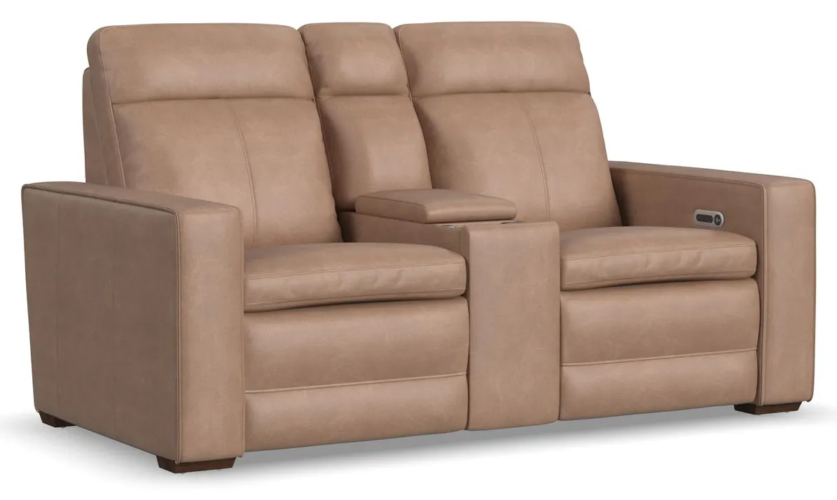 Flexsteel 1519-64P3-56282 Dutch Leather Power Reclining Loveseat with Console, Power Headrest & Lumbar Flexsteel 1519-64P3-56282 Dutch Leather Power Reclining Loveseat with Console, Power Headrest & Lumbar