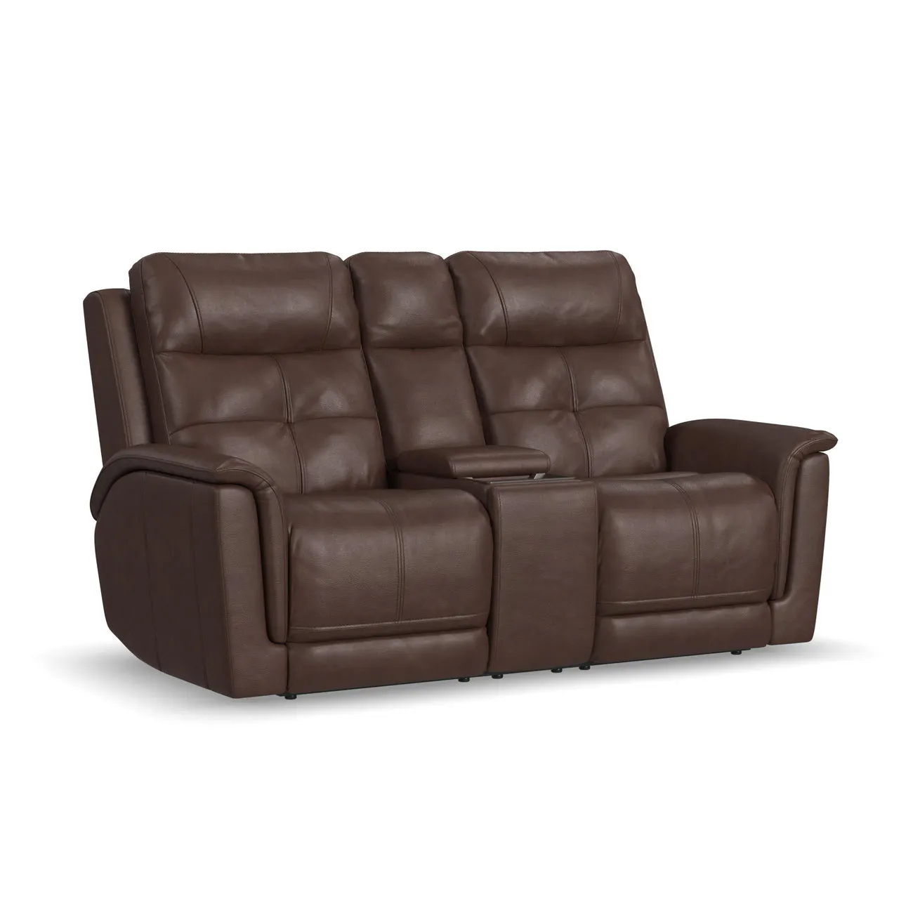 Flexsteel 1640-64P5-43970 Ranger Leather Power Reclining Loveseat with Console, Power Headrest, Lumbar, Heat & Massage