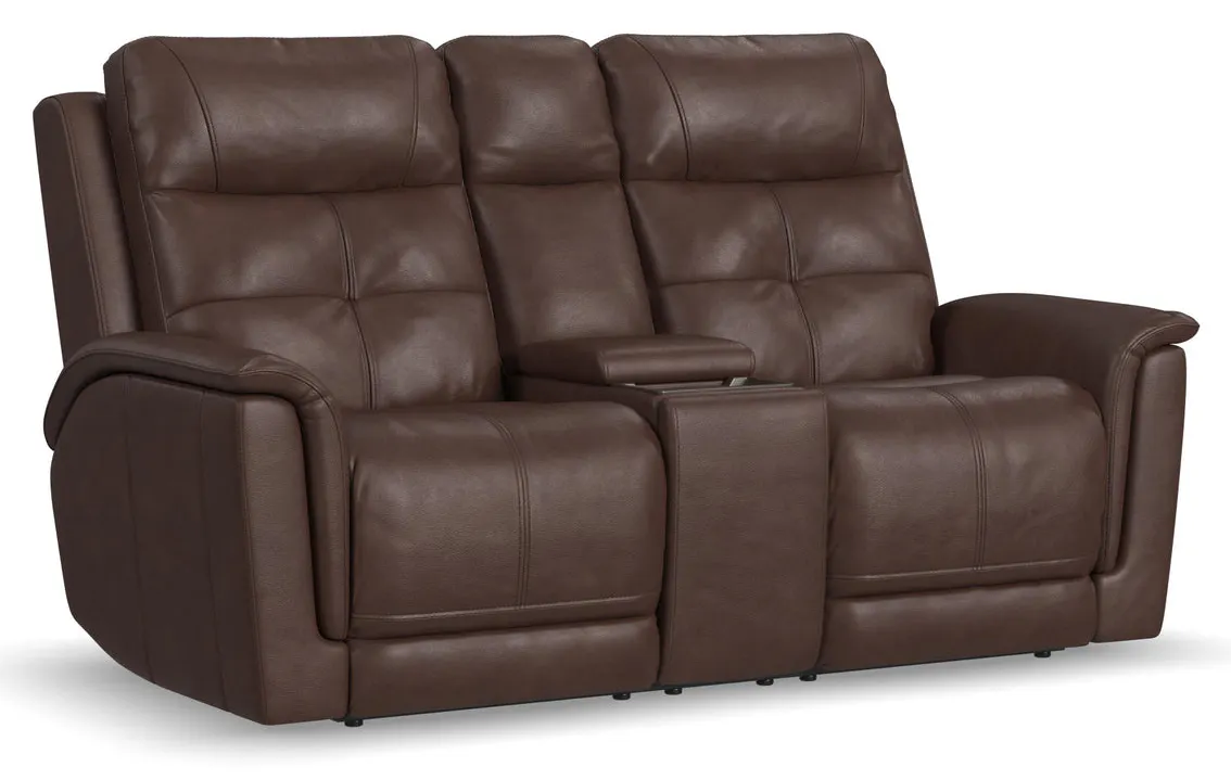 Flexsteel 1640-64P5-43970 Ranger Leather Power Reclining Loveseat with Console, Power Headrest, Lumbar, Heat & Massage Flexsteel 1640-64P5-43970 Ranger Leather Power Reclining Loveseat with Console, Power Headrest, Lumbar, Heat & Massage