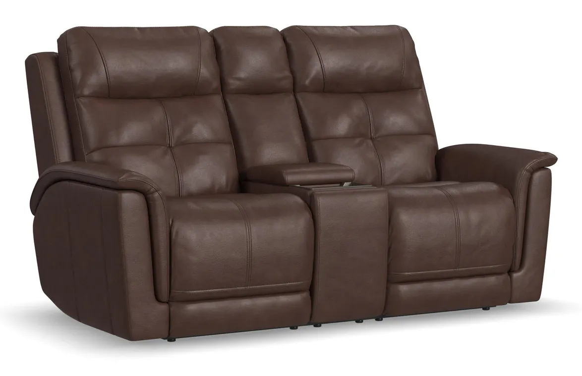 Flexsteel 1640-64P5-43970 Ranger Leather Power Reclining Loveseat with Console, Power Headrest, Lumbar, Heat & Massage Flexsteel 1640-64P5-43970 Ranger Leather Power Reclining Loveseat with Console, Power Headrest, Lumbar, Heat & Massage
