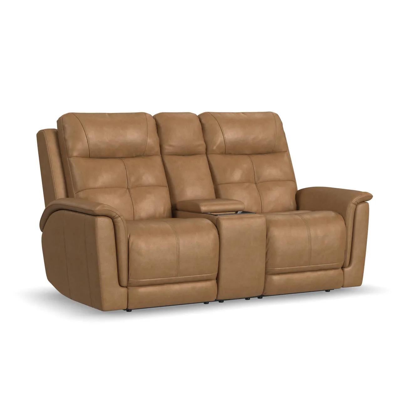 Flexsteel 1640-64P5-43972 Ranger Leather Power Reclining Loveseat with Console, Power Headrest, Lumbar, Heat & Massage
