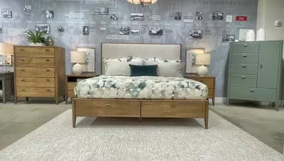 Durham Furniture 257-149 Caledon King Upholstered Panel Bed with Footboard Storage