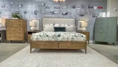 Durham Furniture 257-149 Caledon King Upholstered Panel Bed with Footboard Storage Durham Furniture 257-149 Caledon King Upholstered Panel Bed with Footboard Storage