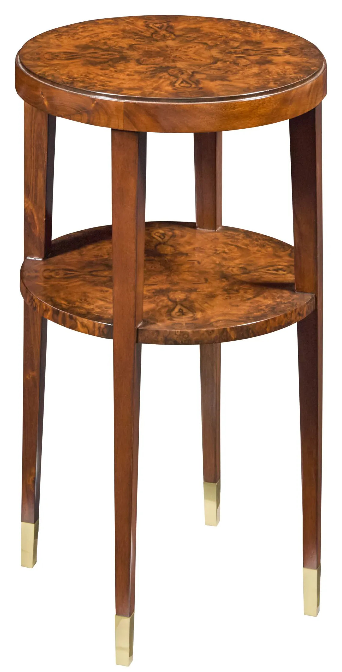 Modern History MH1273F01 Langford Round Chairside Walnut Burl Table Modern History MH1273F01 Langford Round Chairside Walnut Burl Table