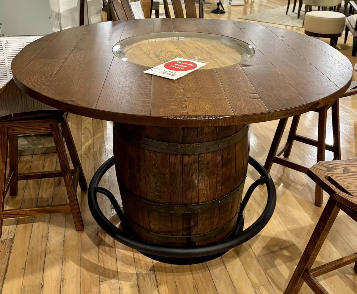Still Fork 11JBBT54-RND Whiskey Barrel Table Still Fork 11JBBT54-RND Whiskey Barrel Table