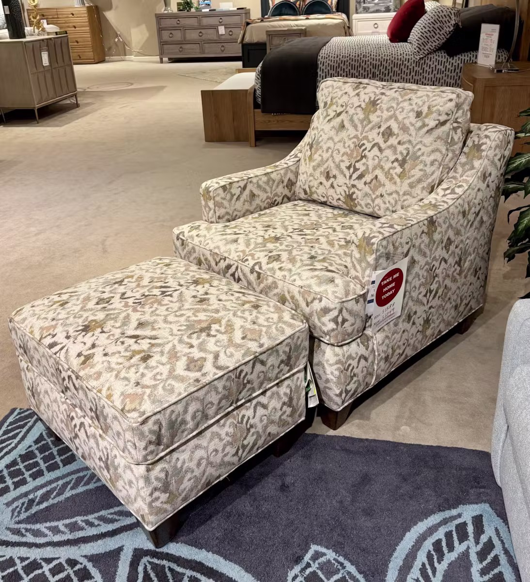 Bassett C000-12ST Custom Chair and Ottoman Bassett C000-12ST Custom Chair and Ottoman