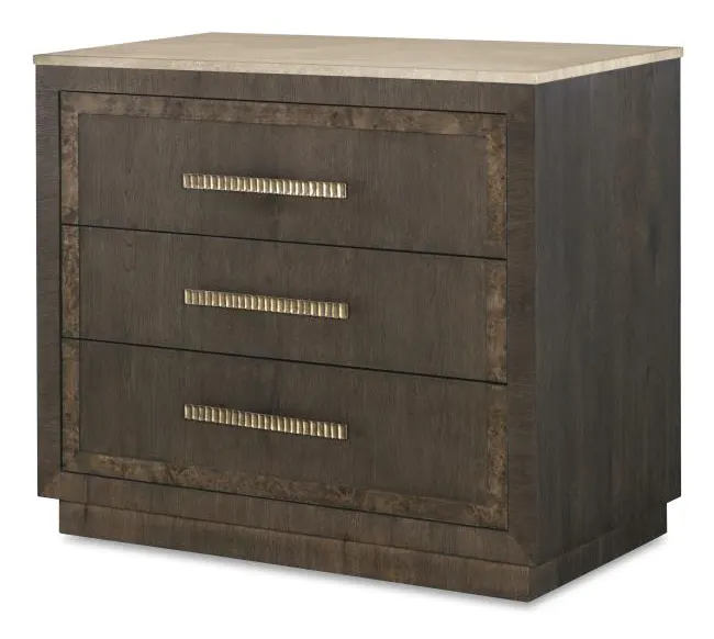 Century Furniture CBA-223M-V2 Monterey Three Drawer Nightstand with Travertine Hawthorne Dark Century Furniture CBA-223M-V2 Monterey Three Drawer Nightstand with Travertine Hawthorne Dark