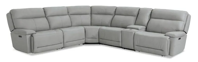 Bassett Club Level 3733-MSECTG Fletcher Leather Power Reclining Sectional – Fletcher Grey