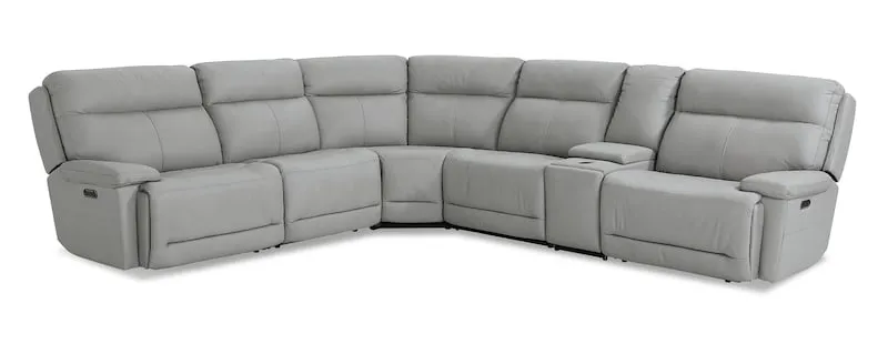 Bassett Club Level 3733-MSECTG Fletcher Leather Power Reclining Sectional - Fletcher Grey Bassett Club Level 3733-MSECTG Fletcher Leather Power Reclining Sectional - Fletcher Grey