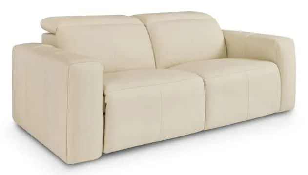Bassett Club Level 3734-P42L Airy Leather Power Reclining Loveseat – Airy Linen