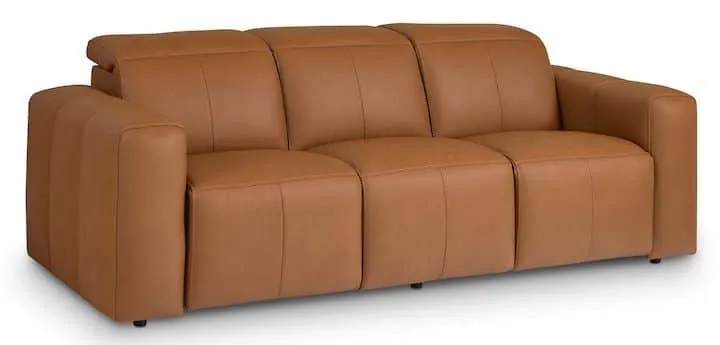 Bassett Club Level 3734-P62A Airy Leather Power Reclining Sofa – Airy Antelope