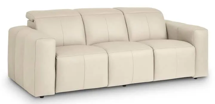 Bassett Club Level 3734-P62L Airy Leather Power Reclining Sofa – Airy Linen