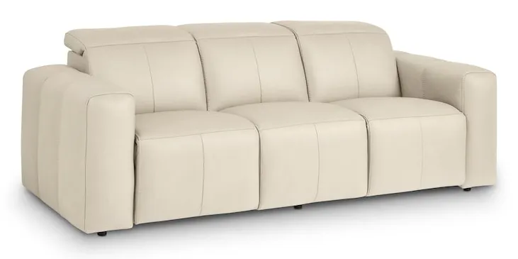 Bassett Club Level 3734-P62L Airy Leather Power Reclining Sofa - Airy Linen Bassett Club Level 3734-P62L Airy Leather Power Reclining Sofa - Airy Linen