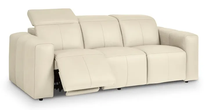 Bassett Club Level 3734-P62L Airy Leather Power Reclining Sofa - Airy Linen Bassett Club Level 3734-P62L Airy Leather Power Reclining Sofa - Airy Linen