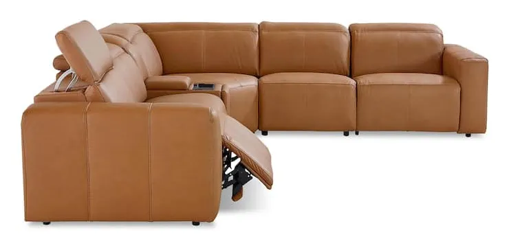 Bassett Club Level 3734-LSECT6A Airy Leather Power Reclining Sectional - Airy Antelope Bassett Club Level 3734-LSECT6A Airy Leather Power Reclining Sectional - Airy Antelope
