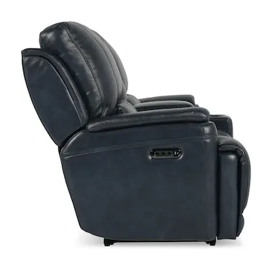 Bassett Club Level 3749-PC42N Burlington Leather Power Reclining Loveseat with Center - Burlington Navy Bassett Club Level 3749-PC42N Burlington Leather Power Reclining Loveseat with Center - Burlington Navy
