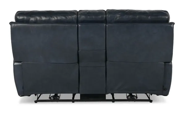 Bassett Club Level 3749-PC42N Burlington Leather Power Reclining Loveseat with Center - Burlington Navy Bassett Club Level 3749-PC42N Burlington Leather Power Reclining Loveseat with Center - Burlington Navy