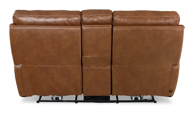 Bassett Club Level 3749-PC42U Burlington Leather Power Reclining Loveseat with Center - Burlington Umber Bassett Club Level 3749-PC42U Burlington Leather Power Reclining Loveseat with Center - Burlington Umber