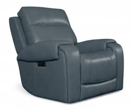 Bassett Club Level 3760-P0A Avery Leather Zero Gravity Power Recliner – Avery Azure