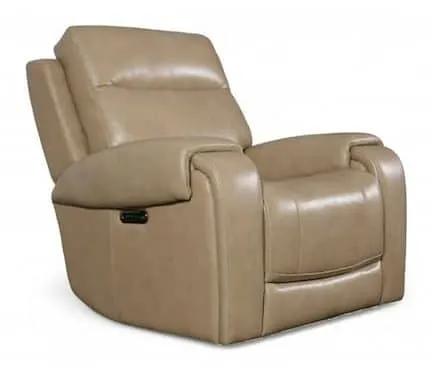Bassett Club Level 3760-P0C Avery Leather Zero Gravity Power Recliner – Avery Champagne