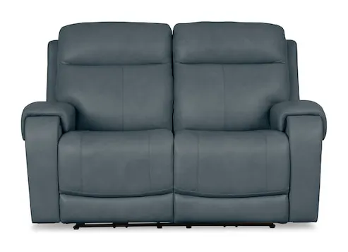 Bassett Club Level 3760-P42A Avery Leather Power Reclining Loveseat - Avery Azure Bassett Club Level 3760-P42A Avery Leather Power Reclining Loveseat - Avery Azure
