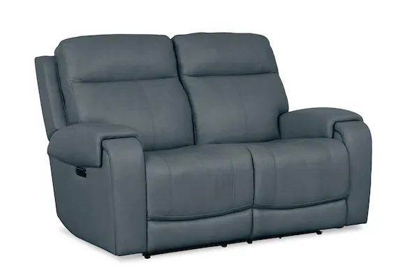 Bassett Club Level 3760-P42A Avery Leather Power Reclining Loveseat - Avery Azure Bassett Club Level 3760-P42A Avery Leather Power Reclining Loveseat - Avery Azure