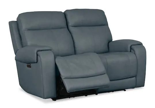 Bassett Club Level 3760-P42A Avery Leather Power Reclining Loveseat - Avery Azure Bassett Club Level 3760-P42A Avery Leather Power Reclining Loveseat - Avery Azure