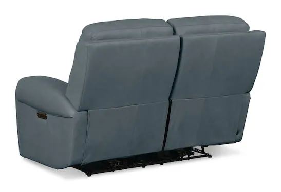 Bassett Club Level 3760-P42A Avery Leather Power Reclining Loveseat - Avery Azure Bassett Club Level 3760-P42A Avery Leather Power Reclining Loveseat - Avery Azure