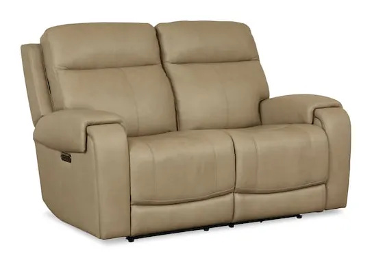 Bassett Club Level 3760-P42C Avery Leather Power Reclining Loveseat - Avery Champagne Bassett Club Level 3760-P42C Avery Leather Power Reclining Loveseat - Avery Champagne