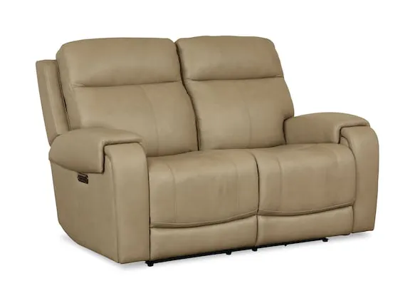 Bassett Club Level 3760-P42C Avery Leather Power Reclining Loveseat - Avery Champagne Bassett Club Level 3760-P42C Avery Leather Power Reclining Loveseat - Avery Champagne