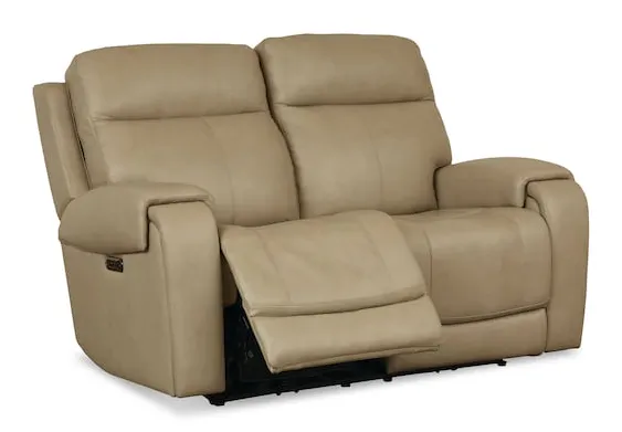 Bassett Club Level 3760-P42C Avery Leather Power Reclining Loveseat - Avery Champagne Bassett Club Level 3760-P42C Avery Leather Power Reclining Loveseat - Avery Champagne