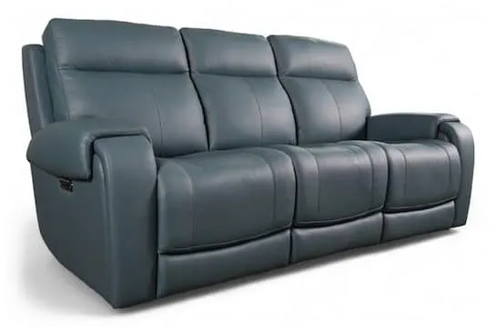 Bassett Club Level 3760-P62A Avery Leather Power Reclining Sofa – Avery Azure