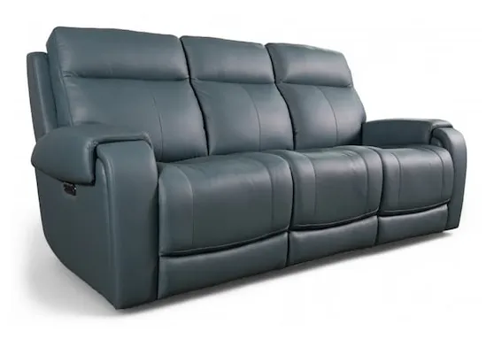 Bassett Club Level 3760-P62A Avery Leather Power Reclining Sofa - Avery Azure Bassett Club Level 3760-P62A Avery Leather Power Reclining Sofa - Avery Azure