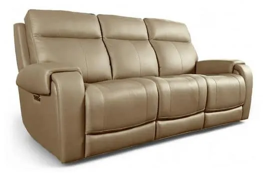 Bassett Club Level 3760-P62C Avery Leather Power Reclining Sofa – Avery Champagne