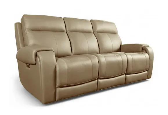 Bassett Club Level 3760-P62C Avery Leather Power Reclining Sofa - Avery Champagne Bassett Club Level 3760-P62C Avery Leather Power Reclining Sofa - Avery Champagne