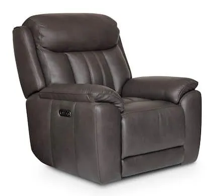 Bassett Club Level 3762-P0TG Benson Leather Zero Gravity Power Recliner – Benson Tuscan Gunmetal
