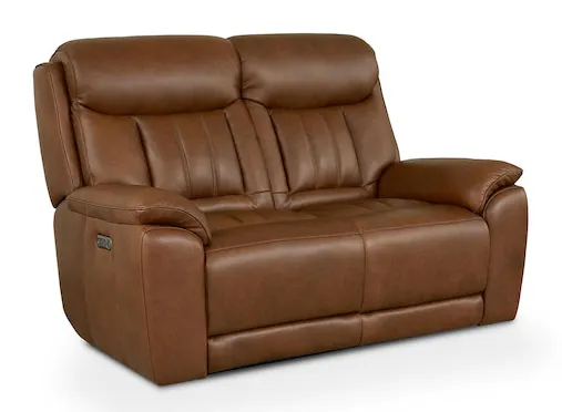 Bassett Club Level 3762-P42TC Benson Leather Power Reclining Loveseat - Benson Tuscan Cafe Bassett Club Level 3762-P42TC Benson Leather Power Reclining Loveseat - Benson Tuscan Cafe