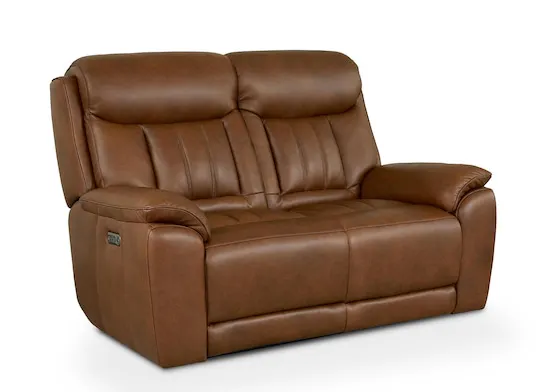 Bassett Club Level 3762-P42TC Benson Leather Power Reclining Loveseat - Benson Tuscan Cafe Bassett Club Level 3762-P42TC Benson Leather Power Reclining Loveseat - Benson Tuscan Cafe