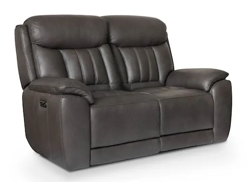 Bassett Club Level 3762-P42TG Benson Leather Power Reclining Loveseat - Benson Tuscan Gunmetal Bassett Club Level 3762-P42TG Benson Leather Power Reclining Loveseat - Benson Tuscan Gunmetal