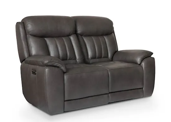 Bassett Club Level 3762-P42TG Benson Leather Power Reclining Loveseat - Benson Tuscan Gunmetal Bassett Club Level 3762-P42TG Benson Leather Power Reclining Loveseat - Benson Tuscan Gunmetal