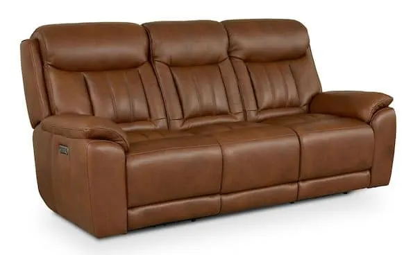 Bassett Club Level 3762-P62TC Benson Leather Power Reclining Sofa – Benson Tuscan Cafe